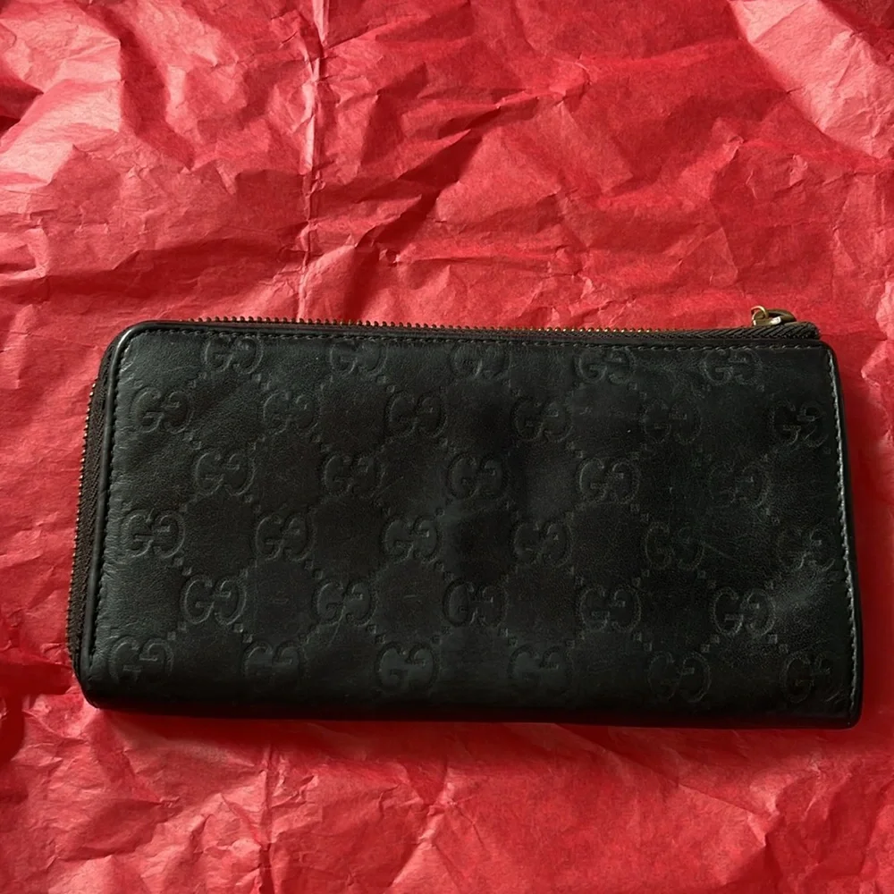 Vintage Gucci Guccissima black leather monogram zip wallet, zipper pulls missing - Picture 2 of 6